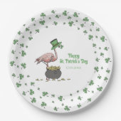 Irische Shamrock-Flamingo-St.-Patrick's-Party Pappteller (Vorderseite)