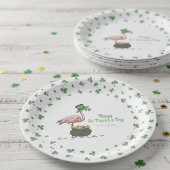 Irische Shamrock-Flamingo-St.-Patrick's-Party Pappteller