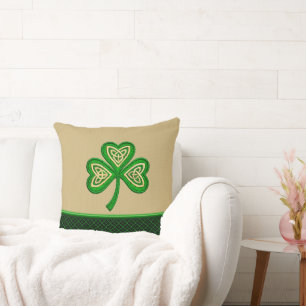 Irische Shamrock-Keltische Knoten St. Patrick Kissen