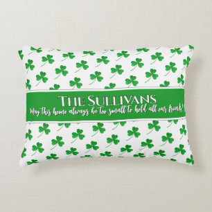 Irische Shamrock-Muster personalisierte gemütliche Dekokissen