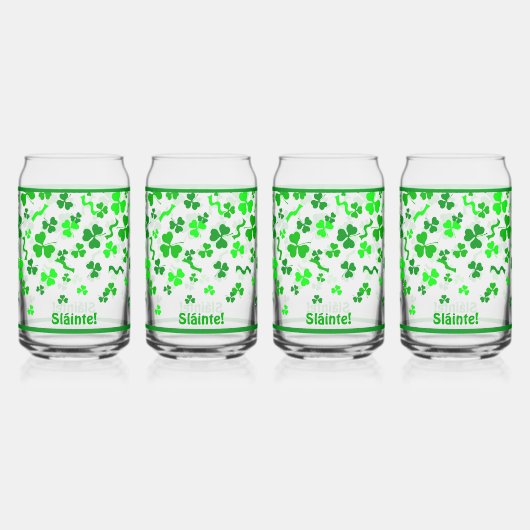 Irische Sláinte Lucky Shamrocks Design Personalisi Dosenglas (Vorderseite)