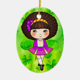 Irische Tänzerin im violetten Kleid Keramik Ornament