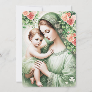 Irische Taufe Maria Jesus Shamrocks Einladung