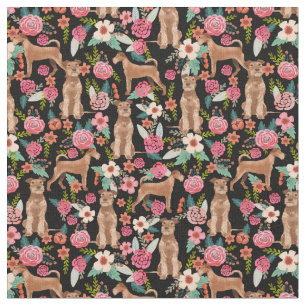 Irische Terrier Hunde Vintagen Blumen schwarz Stoff