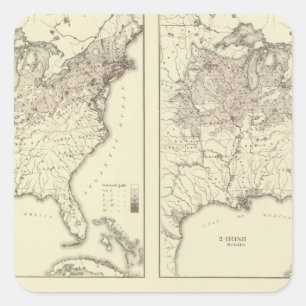 Irische und deutsche Bevölkerung 1870 Quadratischer Aufkleber