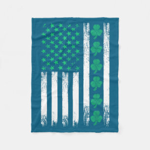 Irische US-amerikanische Flagge Kleeblatt St. Patr Fleecedecke