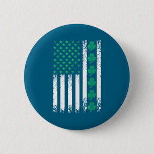 Irische US-amerikanische Flaggen Kleeblatt St. Pat Button
