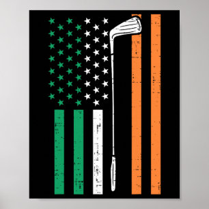 Irische US-Flagge Golf Vintage St. Patrick Golfen  Poster