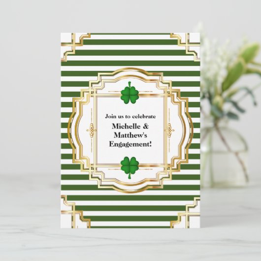 Irische Verlobung feiern Party Kleeblatt Klee Einladung (Stehend Vorderseite)