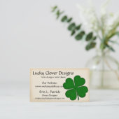 Irische Visitenkarte:: Grüner Gewebe-Klee-Entwurf Visitenkarte (Stehend Vorderseite)