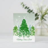 Irische Weihnachten, schneegrüne Tannenbäume Feiertagspostkarte (Stehend Vorderseite)