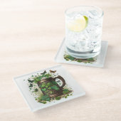 IRISCHE ZELLTISCHE TASSE VON GRÜNEN KLEEBLÄTTERN U GLASUNTERSETZER (Schrägansicht)