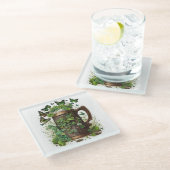 IRISCHE ZELLTISCHE TASSE VON GRÜNEN KLEEBLÄTTERN U GLASUNTERSETZER (Schrägansicht)