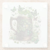 IRISCHE ZELLTISCHE TASSE VON GRÜNEN KLEEBLÄTTERN U GLASUNTERSETZER (Rückseite)