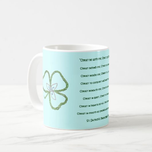 Irischen keltischen Kleeblatt-Knoten-St Patrick Kaffeetasse (Vorderseite Links)
