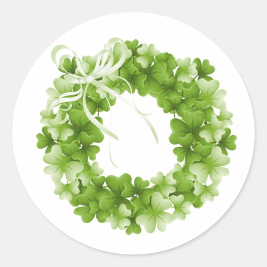 Irischen Kleeblatt Wreath St Patrick Runder Aufkleber (Vorderseite)