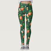 Irischen Kobold-Bier-Muster-St Patrick Tag Leggings (Vorderseite)