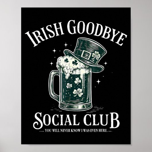 Irischer Abschied Sozialclub lustiger St. Patrick' Poster (Vorne)