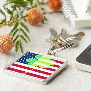 Irischer amerikanische Flaggen-Kleeblatt-Klee St Schlüsselanhänger