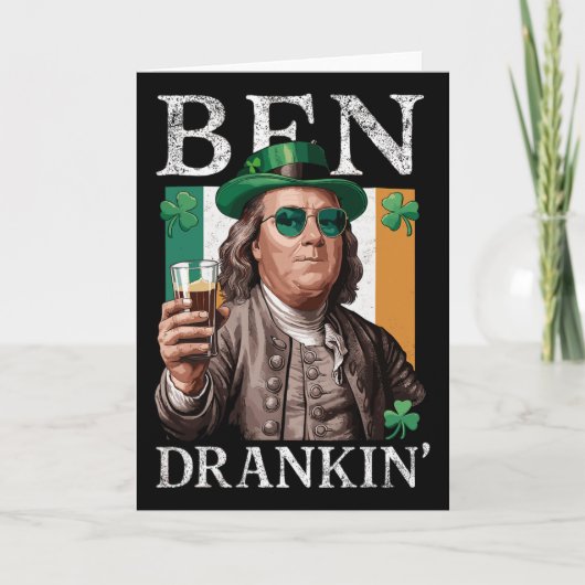 Irischer Ben trank Bier - St. Patricks Männer und Karte (Vorderseite)