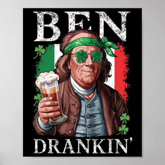 Irischer Ben trank Bier - St. Patricks Männer und Poster (Vorne)