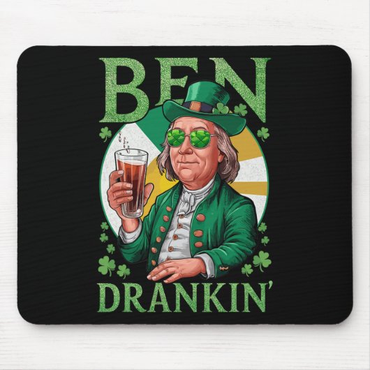 Irischer Ben trank Bier - St Pattys Männer und Fra Mousepad (Vorne)