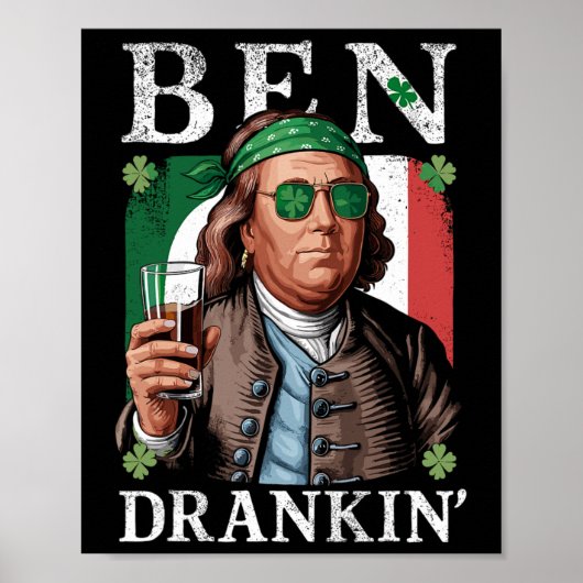 Irischer Ben trank Bier - St Pattys Männer und Fra Poster (Vorne)