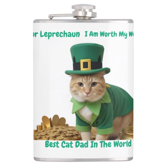 Irischer bester Katzenvater der Welt Flachmann (Vorderseite)