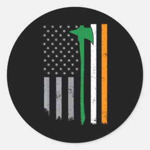 Irischer Feuerwehrmann Amerikanische Flagge Cool S Runder Aufkleber
