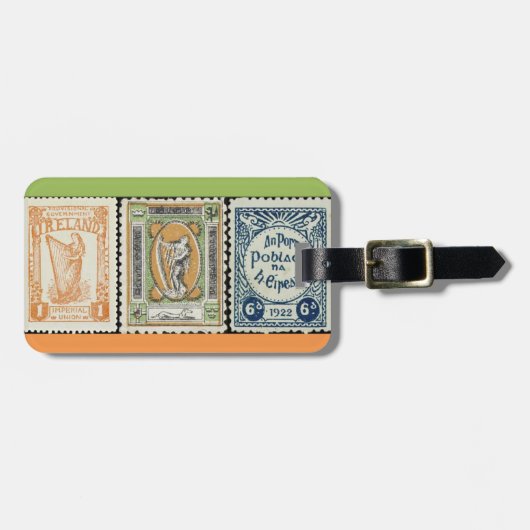 Irischer Gepäckanhänger mit Briefmarke (Vorderseite horizontal)