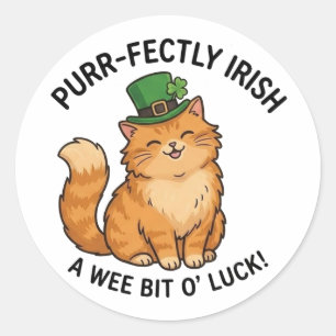 Irischer Ginger-Katze St. Patrick's Day Aufkleber