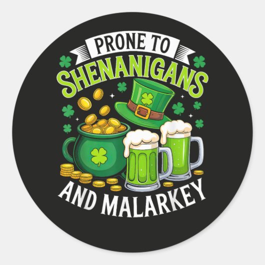 Irischer Gnom St. Patrick anfällig für Schabernack Runder Aufkleber (Vorderseite)