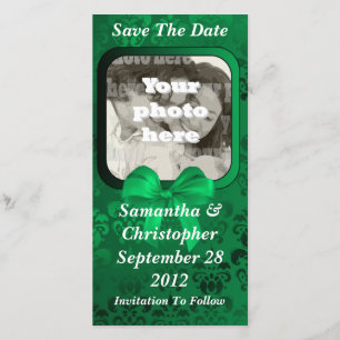 Irischer grüner Damast Save the Date Hochzeit