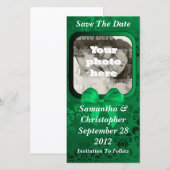 Irischer grüner Damast Save the Date Hochzeit (Vorne/Hinten)
