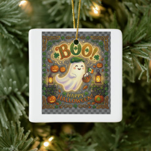 Irischer Halloween-Geist   Süßer keltischer Boo-Sp Keramikornament