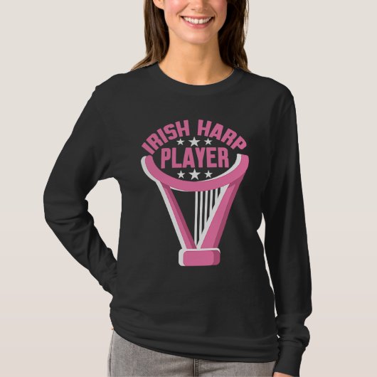 Irischer Harfenspieler Harfe T-Shirt (Vorderseite)