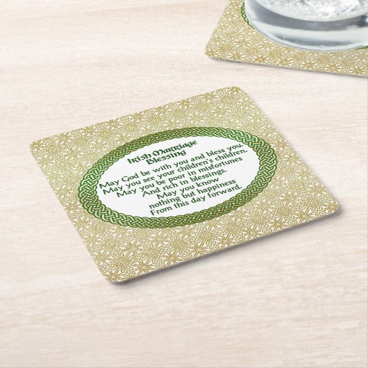 Irischer Heirat-Segen, Gold u. grüne Hochzeit Rechteckiger Pappuntersetzer (angewinkelt)