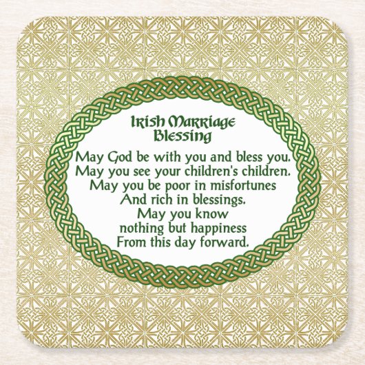 Irischer Heirat-Segen, Gold u. grüne Hochzeit Rechteckiger Pappuntersetzer (Vorderseite)