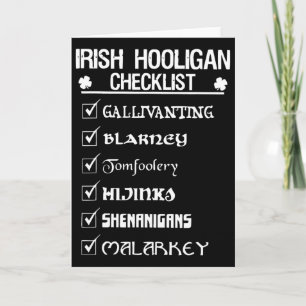 Irischer Hooligan-Checkliste-Shenanigan-Malarkey-S Karte
