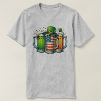 🇮 🇪 irischer Hut, amerikanische Flagge & Bier T-Shirt
