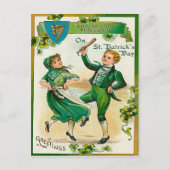 Irischer Junge und Mädchen tanzen am St. Patrick's Postkarte (Vorderseite)