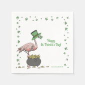 Irischer Kleeblatt-Flamingo St. Patrick’s Day-Part Serviette (Vorderseite)