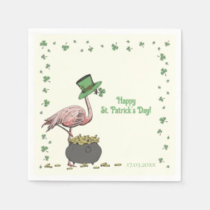 Irischer Kleeblatt-Flamingo-St.-Patricks-Tag-Elfen Serviette
