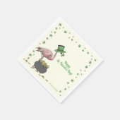 Irischer Kleeblatt-Flamingo-St.-Patricks-Tag-Elfen Serviette (Ecke)