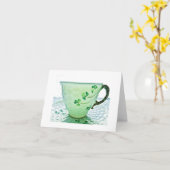 Irischer Kleeblatt-Tee-Schalen-leere Karte (Gelbe Blume)