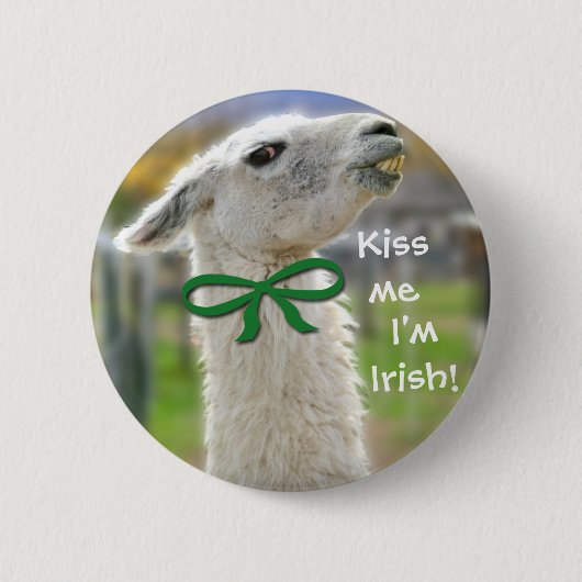 Irischer Lama-Kuss ich bin ich Iren-St Patrick Button (Vorderseite)