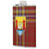 Irischer Landkreis-Korken-Tartan u. Wappen Flachmann (Links)