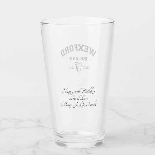 Irischer Landkreis Wexford Irland Personalisierter Glas (Rückseite)