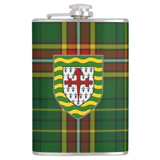 Irischer LandkreisDonegalTartan u. -Wappen Flachmann (Vorderseite)