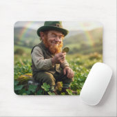 Irischer Leprechaun bewundert eine Goldmünze Mousepad (Mit Mouse)